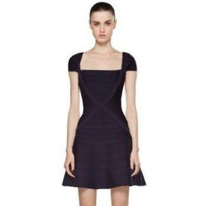 Herve Leger "MAKAYLA" L Cap Sleeve Flared Bandage Dress